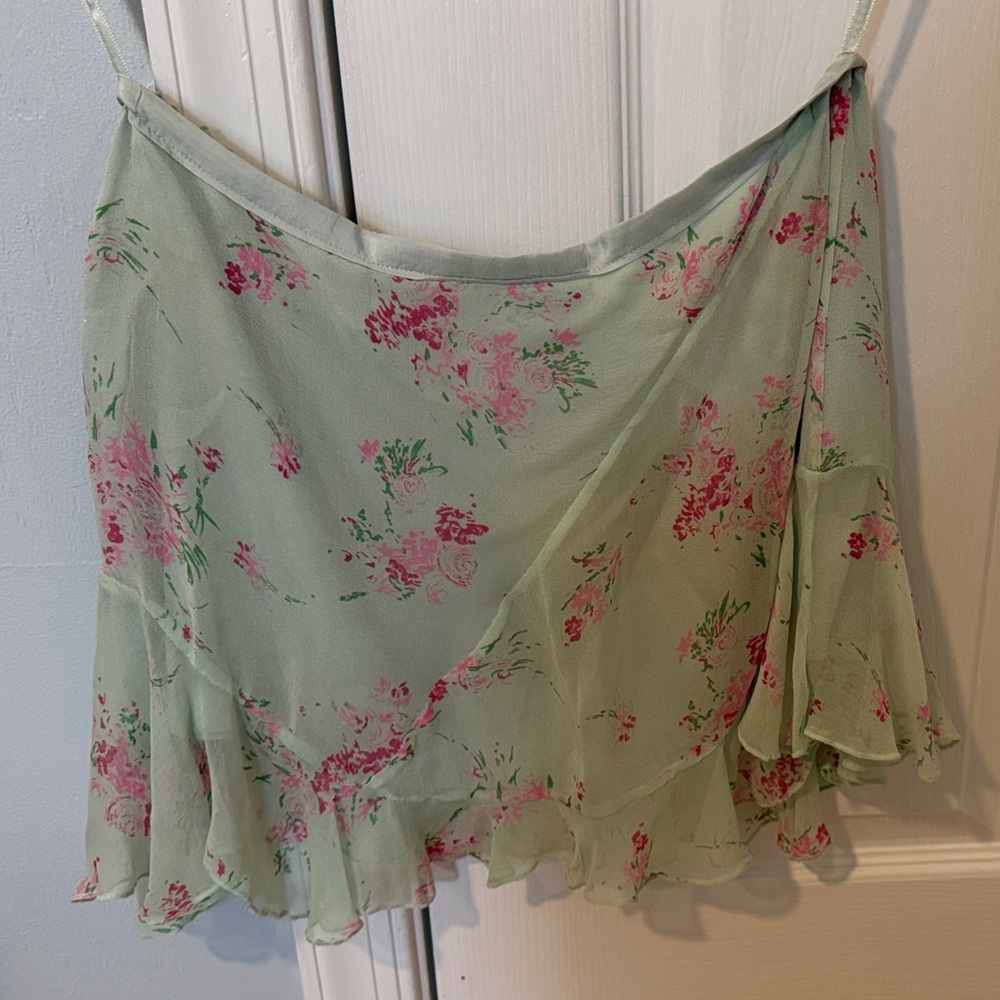 Vintage Abercrombie & Fitch Y2K Floral Ruffle Skirt 100% Silk